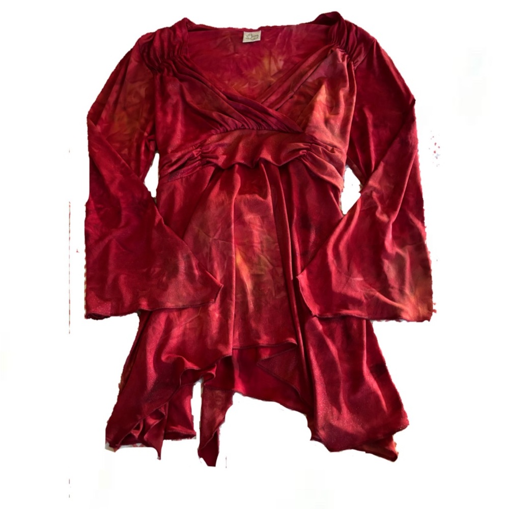 Elegant Red Long Sleeve Women's Top